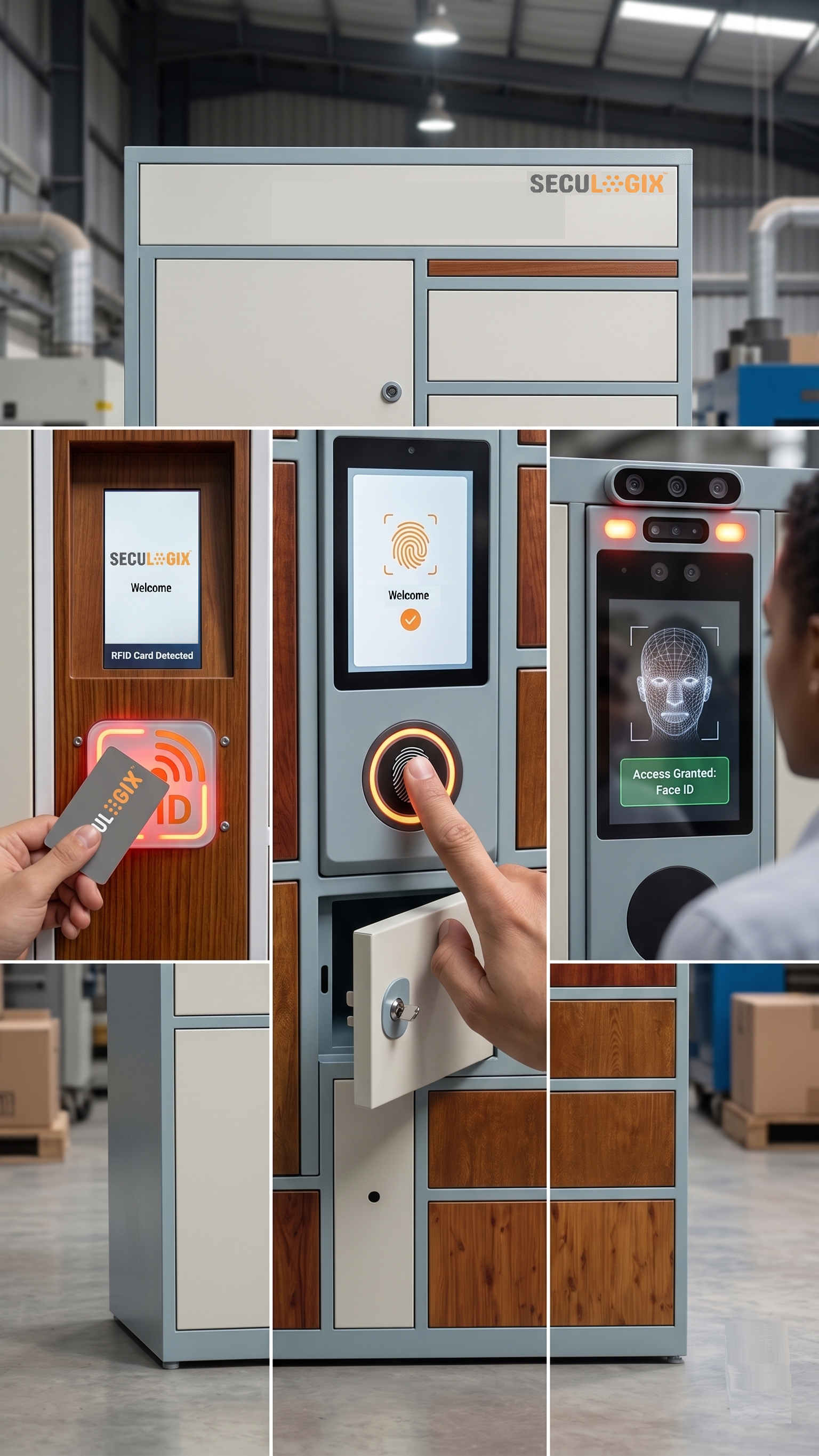 SecuLogix Locker and Key Access Management — RFID, Fingerprint, and Face-Based Authentication